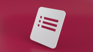Light grey bullet point list in front of a burgundy background
